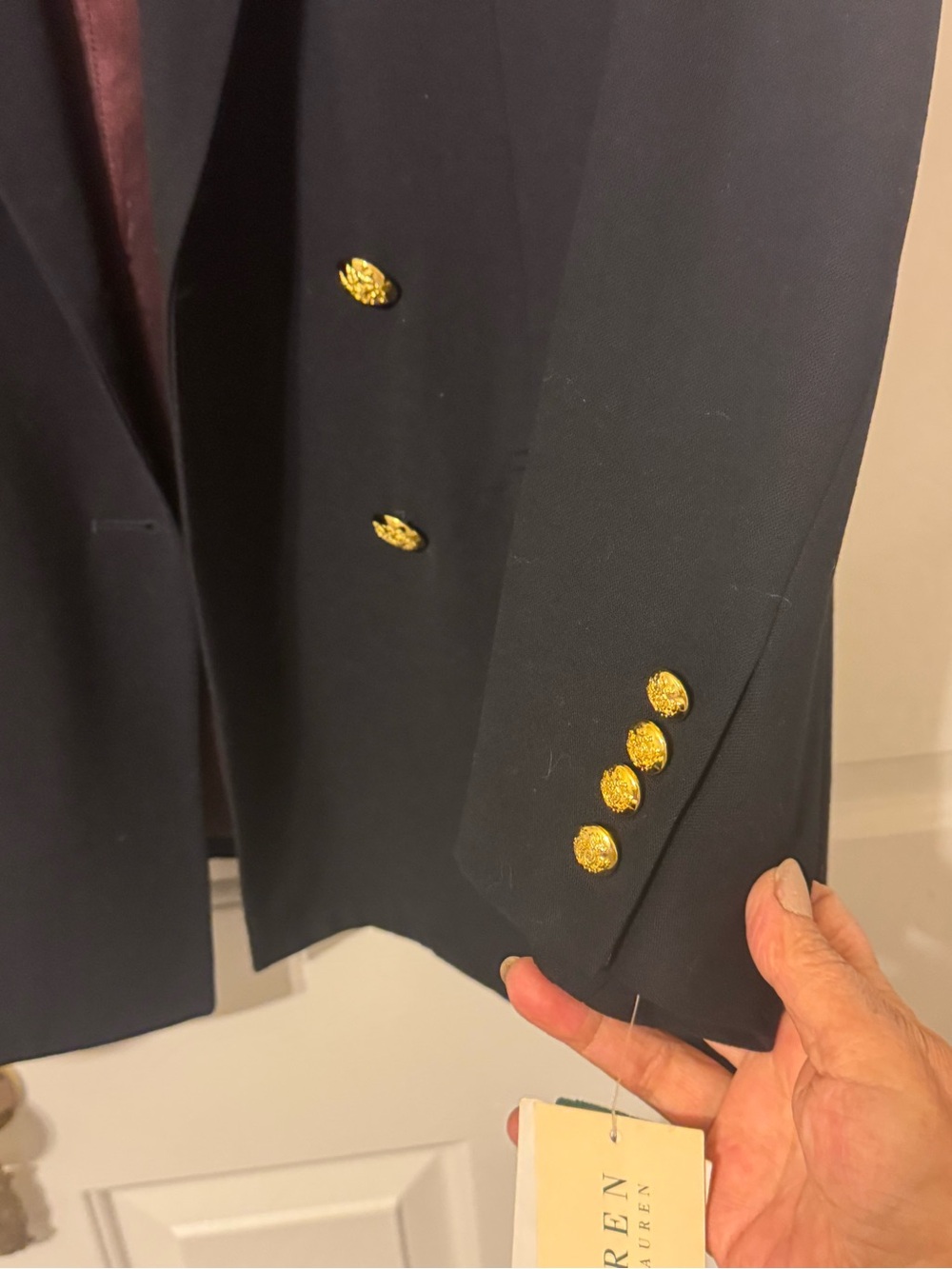 Ralph Lauren Navy Double-Breasted Blazer with Gold Crest Patch - Picture 4 of 11